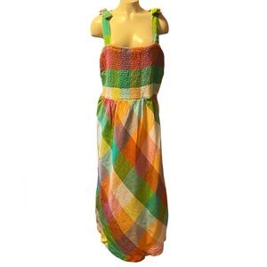 Orange and Yellow Sleeveless Sundress with Square Neck
